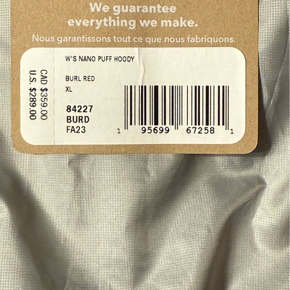 NWT Patagonia women’s Nano puff hoody jacket, XL, Burl Red color - Picture 6 of 8